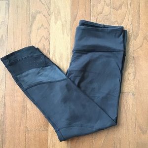 Lululemon Black Crop w/ Polka Dot Mesh Details